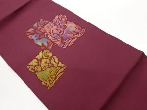 作家物　塩瀬抽象角倉文模様名古屋帯